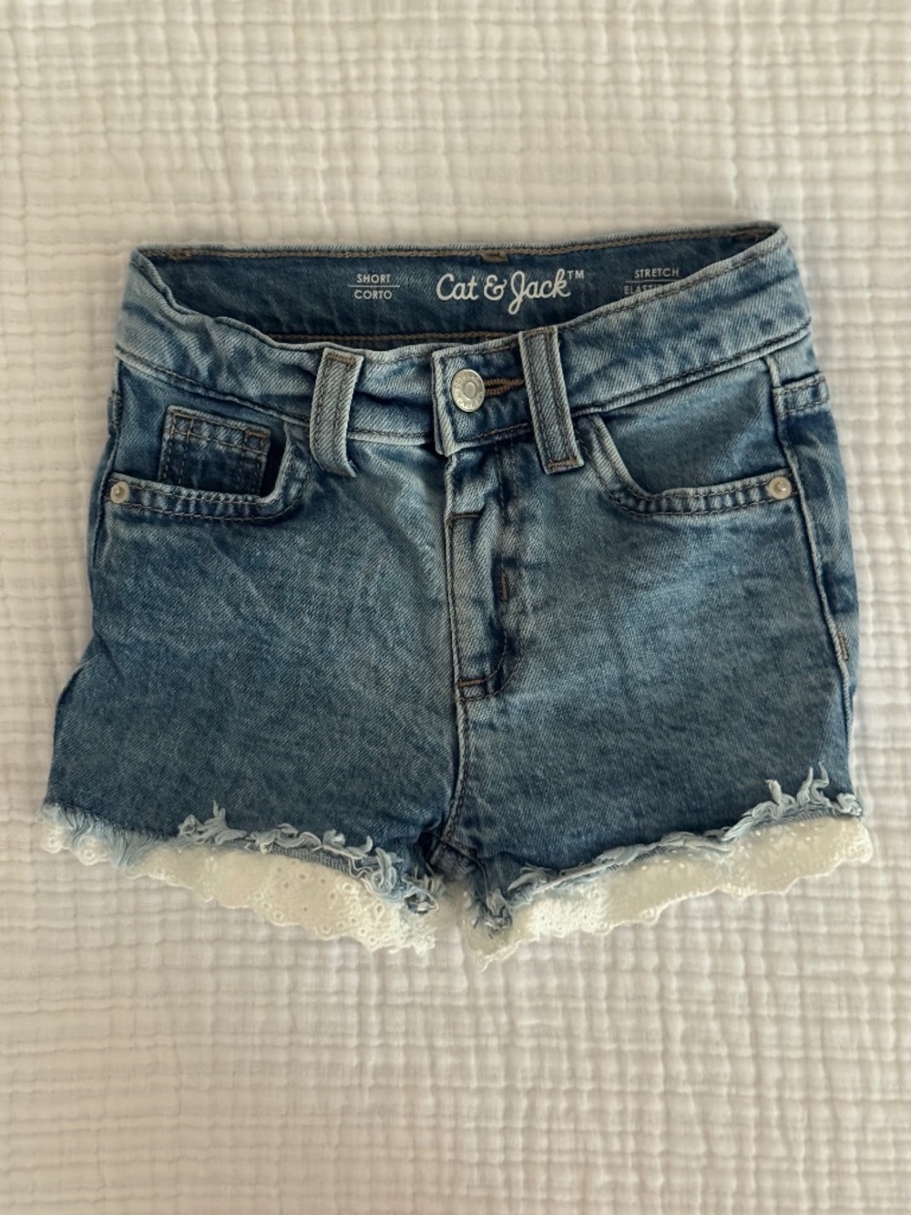 Cat & Jack Denim 2T Shorts with Eyelet trim